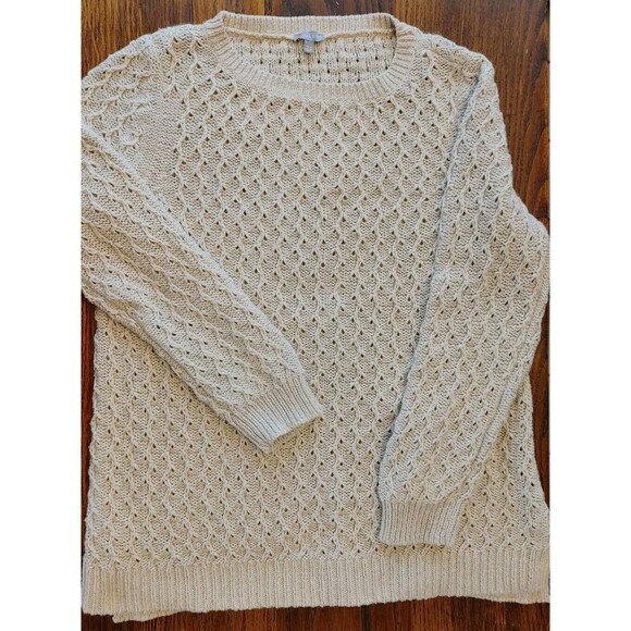 Lagenlook Vine & Leaf Pattern TALBOTS Pullover Crew Sweater SSplit WOOLBLEND XLP - Picture 5 of 9